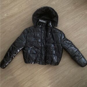 Boohoo Women’s Shiny Black Puffer Jacket